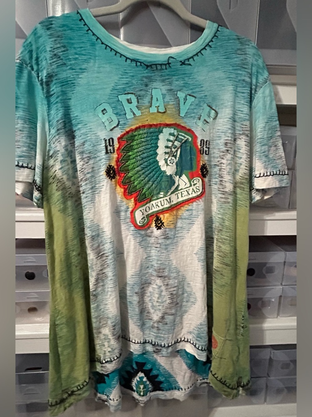 Double D Ranch Turquoise Green Multi-Color Graphic Tee